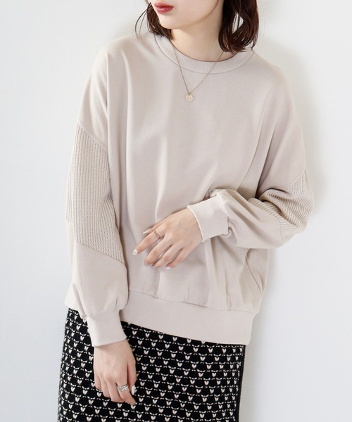 トレーナー スウェット EGLANTINE 素材切替えプルオーバー レディース EGLANTINE トレーナー スウェット 素材切替えプルオーバー