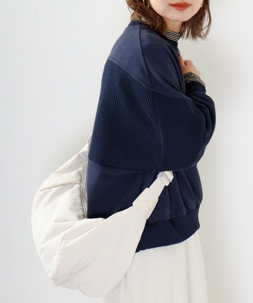 EGLANTINE トレーナー スウェット 素材切替えプルオーバー