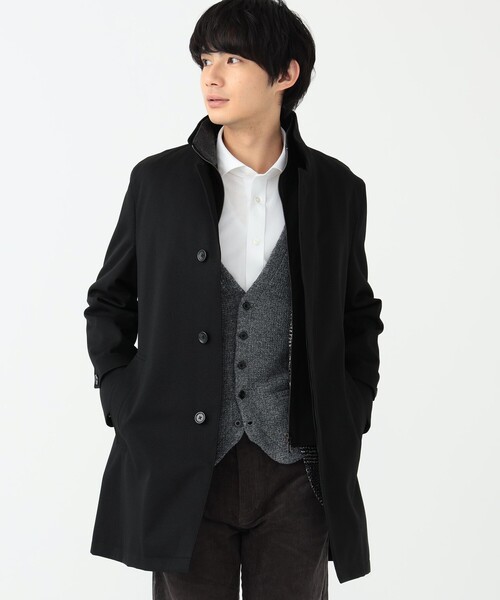 ステンカラーコート BEAMS HEART / 撥水 カルゼ 2WAY スタンドカラー コート 23AW BEAMS コート HEART 撥水 カルゼ 2WAY スタンドカラー