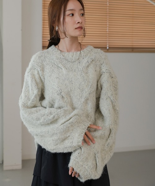 バブ Bab ケーブルミックス編みニット （GRAY） バブ Bab ケーブルミックス編みニット （GRAY） - ファッション