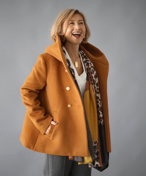 ピーコート pコート Reiko×Ehre style 2023特別コラボ 誰でも小顔立体フードカラーReikoコート レディースの画像