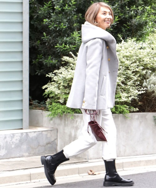 ピーコート pコート Reiko×Ehre style 2023特別コラボ 誰でも小顔立体フードカラーReikoコート レディースの画像