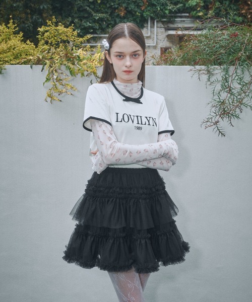 大人気！まとめ一覧 Lovilyn レディース ロゴ刺繍リボンコットンTシャツ tシャツ トップス