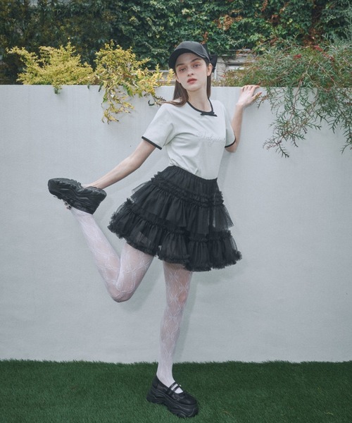 tシャツ A'GEM/9 × .kom「runningHIGH/ランニングハイ」RIBBON CAT T-Shirt/リボンキャット Tシャツ レディ A'GEM/9 × .kom『runningHIGH/ランニングハイ』RIBBON CAT T