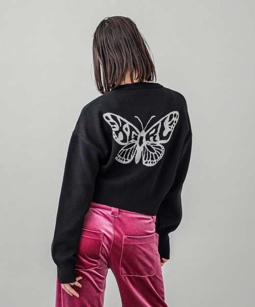 エックスガール　ニット　BUTTERFLY COMPACT KNIT TOP セール】BUTTERFLY COMPACT KNIT TOP（ニット/セーター）｜X