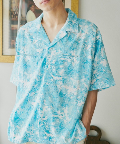 Camphor wood シャツ watercolor h/s shirts / 水彩総柄オープン