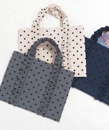 PICCIN PERLA トートバッグ フロッキードットフリル付き手提げバッグ