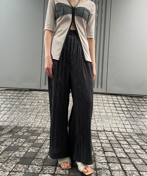 【新品】THINGS THAT MATTER オフショルトップス シアーオフショルギャザーカットトップス（カットソー/Tシャツ