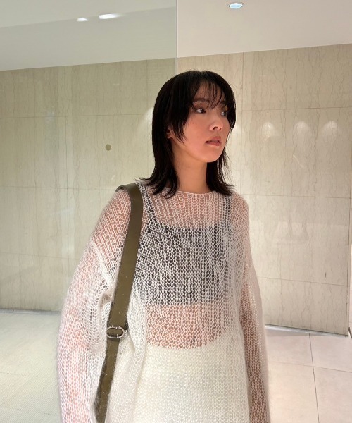 emmi ニット セーター シャイニーモヘアローゲージニット