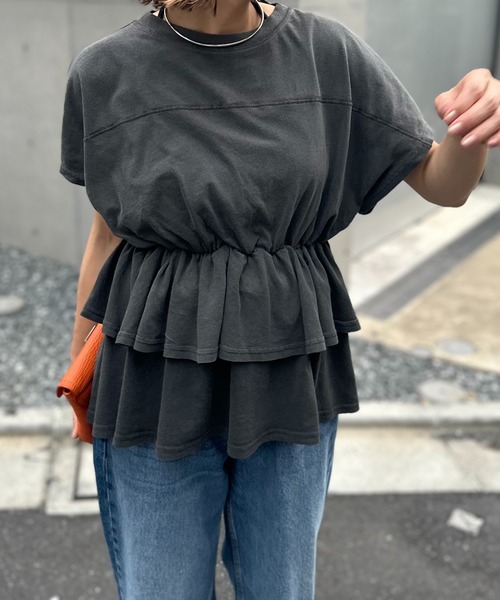 tシャツ 「mien別注」ペプラムフリルTee レディース セール】【mien別注】ペプラムフリルTee（Tシャツ/カットソー