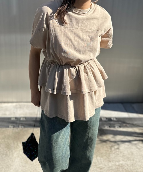mi via loca tシャツ ピグメント フリルギャザー フレンチ