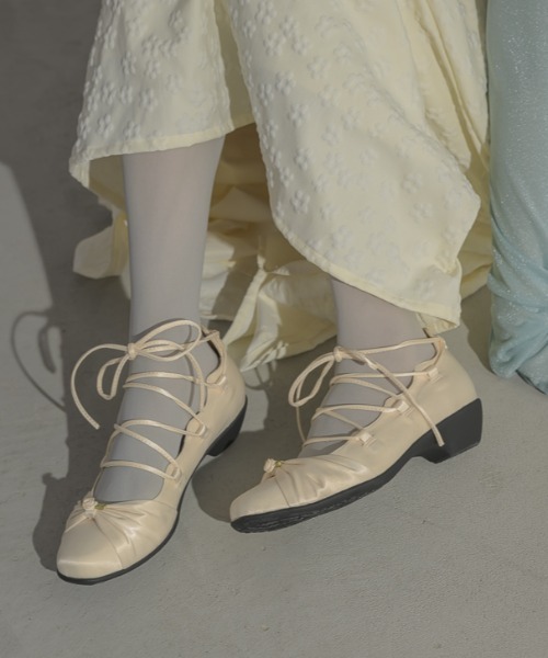 パンプス lace up rose ballet shoes / バラモチーフバレエシューズ