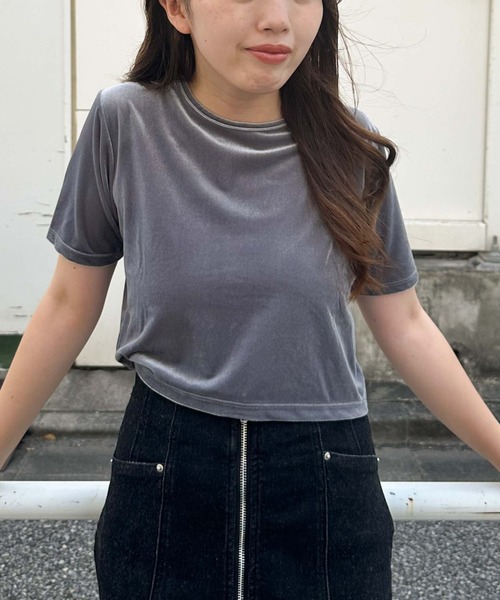 archives（アルシーヴ） tシャツ ベロア半袖TOPS レディース