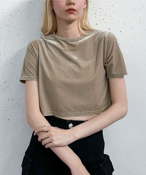 archives（アルシーヴ） tシャツ ベロア半袖TOPS レディース