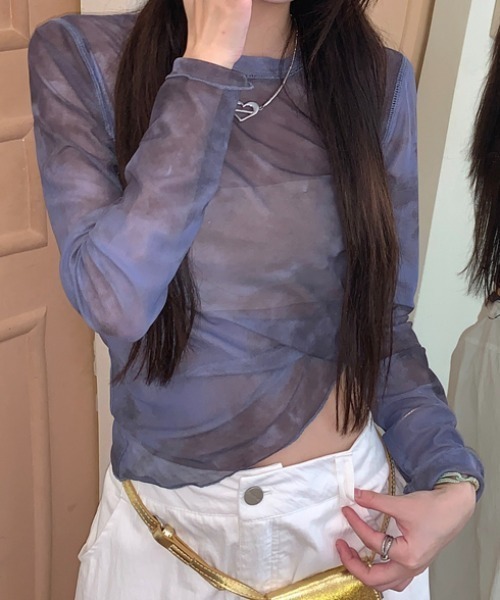 tシャツ Tシャツ タイダイ柄シアートップス レディース