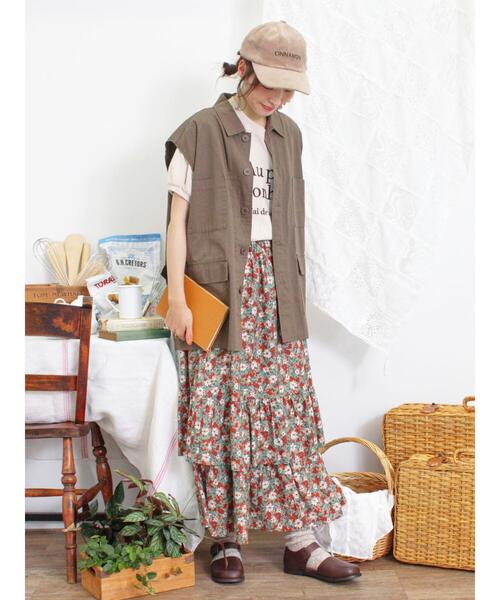 Samansa Mos2（サマンサモスモス） スカート 柄アソート裾重ねスカート