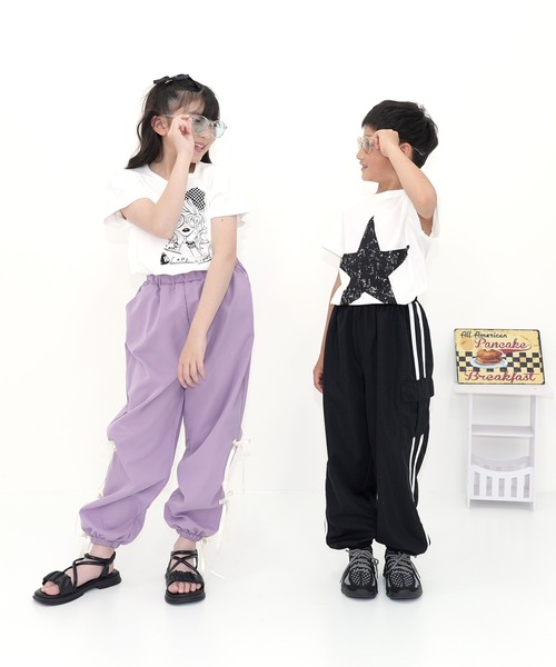 Bee des Bee パンツ 3連リボン パラシュートパンツ キッズ 子供服