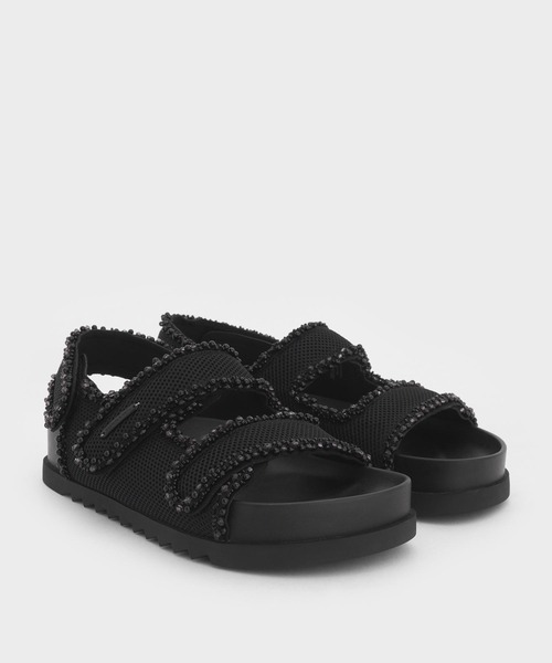 CHARLES ＆ KEITH サンダル パールエンベリシュッド フラット