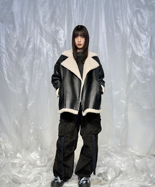 ムートンコート Boa Flight Jacket Ivory Nora Lily（ノラリリー） ムートンジャケット ムートンコート 「Nora