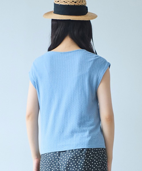 tシャツ 強撚針抜ジャカード フレンチスリーブプルオーバー レディース bulle de savon tシャツ 強撚針抜ジャカード フレンチスリーブ