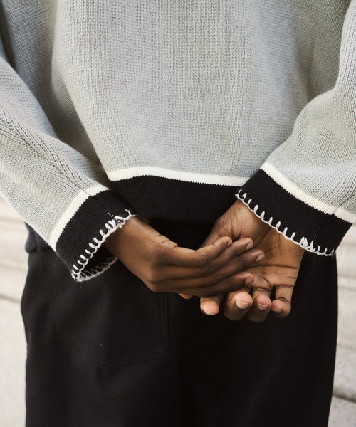 Camphor wood セーター ニット with collar stitching zipper