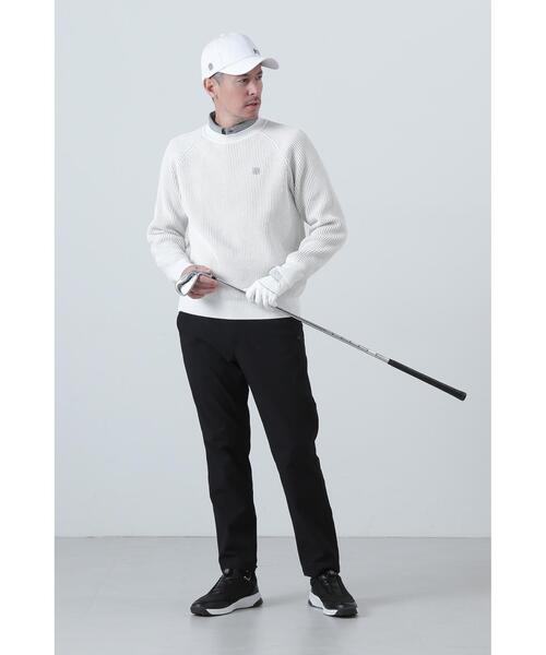 セントアンドリュース 　クルーネック　ホワイト系総柄　ニット　セーター　 M St ANDREWS セーター ニット 「St ANDREWS」7G配色畦クルーネック