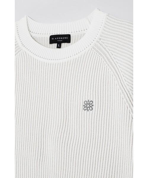 St ANDREWS セーター ニット 「St ANDREWS」7G配色畦クルーネック