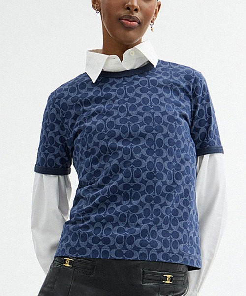 COACH tシャツ シグネチャー リンガー Tシャツ・オーガニック