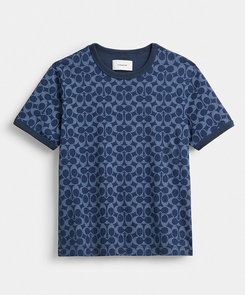 COACH オーガニックコットンのシグネチャーTシャツ COACH tシャツ シグネチャー リンガー Tシャツ・オーガニック