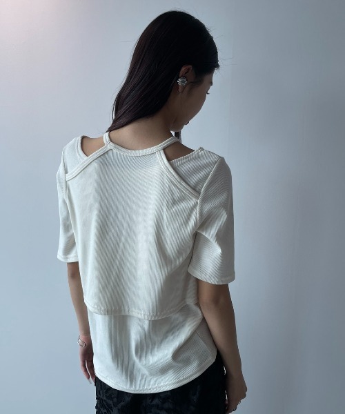 AIC. tシャツ ホルターレイヤードリブトップス レディース : ZOZOTOWN