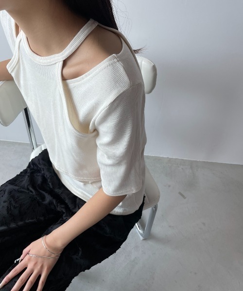 AIC. tシャツ ホルターレイヤードリブトップス レディース : ZOZOTOWN