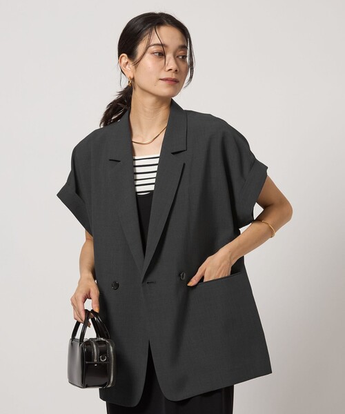 green label relaxing フレンチスリーブ ジャケット 半袖 green label relaxing ジャケット テーラードジャケット ICE
