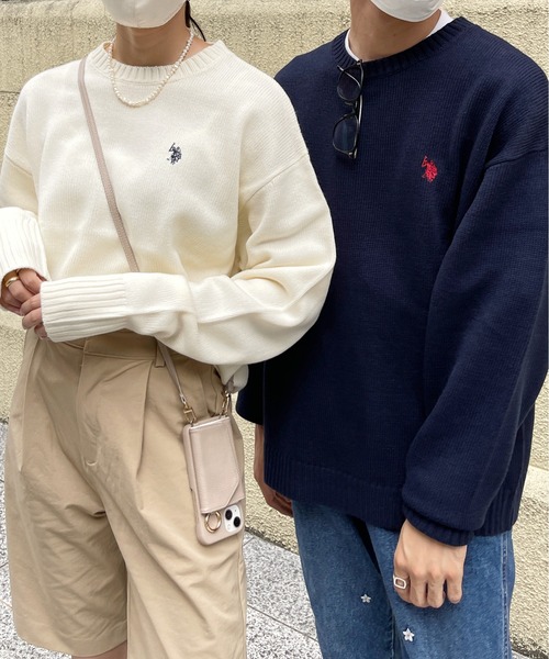 「U.S. POLO ASSN.」 長袖ニット SMALL ネイビー メンズ_画像4