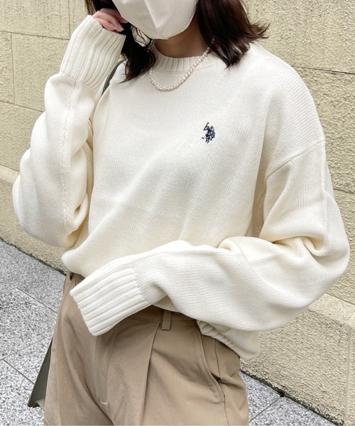 「U.S. POLO ASSN.」 長袖ニット SMALL ネイビー メンズ_画像5