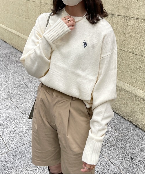 「U.S. POLO ASSN.」 長袖ニット SMALL ネイビー メンズ_画像6