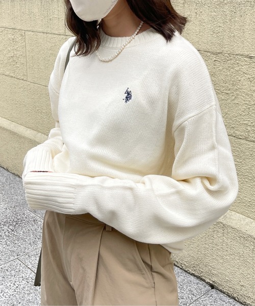 「U.S. POLO ASSN.」 長袖ニット SMALL ネイビー メンズ_画像9
