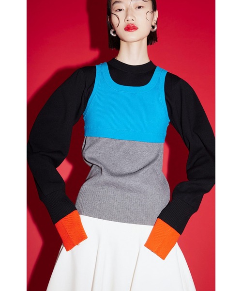 ニット セーター BLOCKING KT BUSTIER SET レディース
