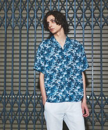 タ*➖様 5351 Pour Les Hommes パイソン柄 半袖シャツ 5351 POUR LES HOMMES シャツ 半袖 ボタニカル プリント 半袖シャツ