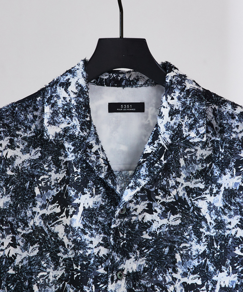 5351 POUR LES HOMMES シャツ ボタニカル プリント 半袖シャツ メンズ