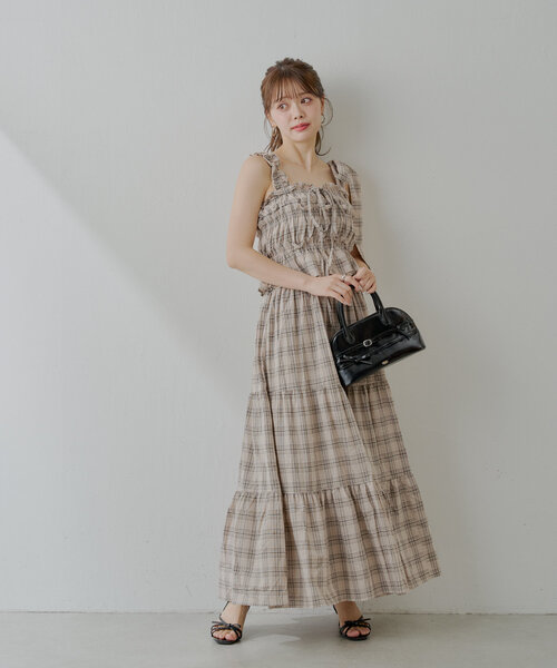 チェック　きれいめ　ワンピース 6 Chico ワンピース 「6色展開/マルチway」アシメ紐デザイン