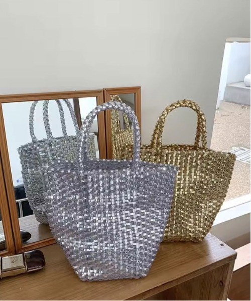 メルカドバッグ　ビニールバッグ メルカドバッグ 市場かご トートバッグ レディース マルシェ
