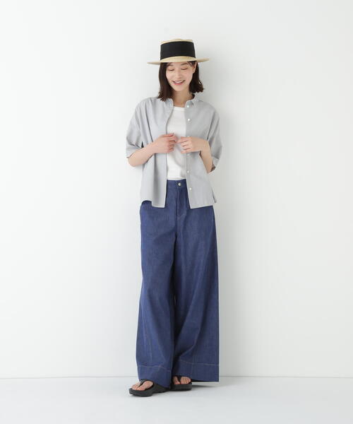 ワイドパンツ ジーンズ デニム デニムパンツ 「4サイズ展開」ライトオンスデニムツイストバギーパンツ レディースの画像