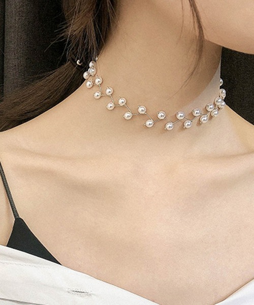 Ameri パールチョーカー ネックレス 美品 Blanc de Blue ネックレス パールチョーカーネックレス レディース