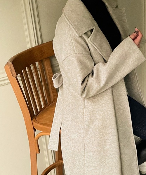 「JUNOAH」 チェスターコート MEDIUM ベージュ レディース_画像4