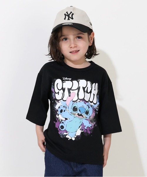 Disney tシャツ ディズニー スティッチ ペイント七分袖Tシャツ