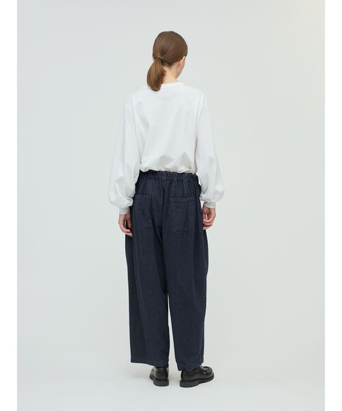 新品未使用タグ付き　ミズイロインド　ガウチョパンツ　サイズ2　ワイド　ネイビー mizuiroind（ミズイロインド） パンツ デニムタックワイドパンツ