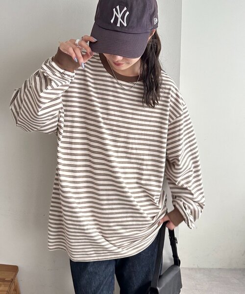 tシャツ 「AW先行予約/ユニセックス」ランダムボーダーハーフジップシャツ レディース メンズ AW先行予約/ユニセックス】ランダムボーダーハーフジップシャツ
