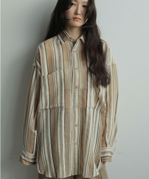 anuke ブラウス シャツ Sheer Stripe Shirts レディース