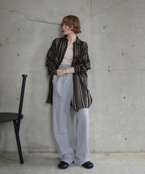 anuke ブラウス シャツ Sheer Stripe Shirts レディース