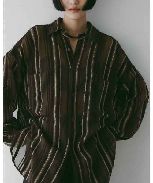 anuke ブラウス シャツ Sheer Stripe Shirts レディース